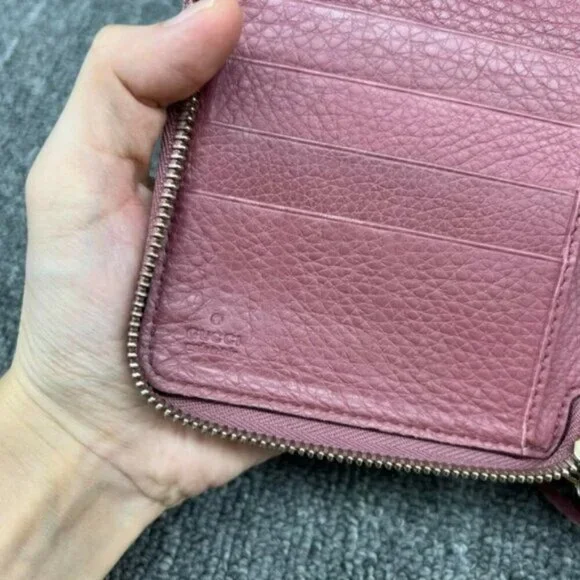 Authentic Gucci Soho Zip Around Wallet Pink Leather GG Logo Luxury - Picture 16 of 16